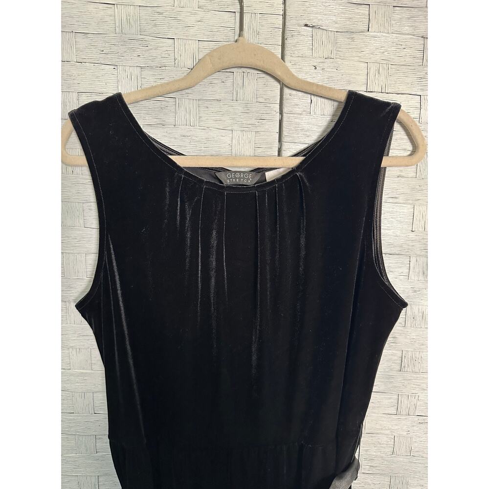 Vintage Y2K George stretch velvet sleeveless dress satintie vamp whimsyGoth - Picture 4 of 12